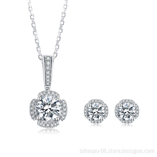 Vintage Luxury 925 Sterling Silver Large Moissanite Diamond Pendant Engagement Round Gemstone Setting Wedding Party Necklace